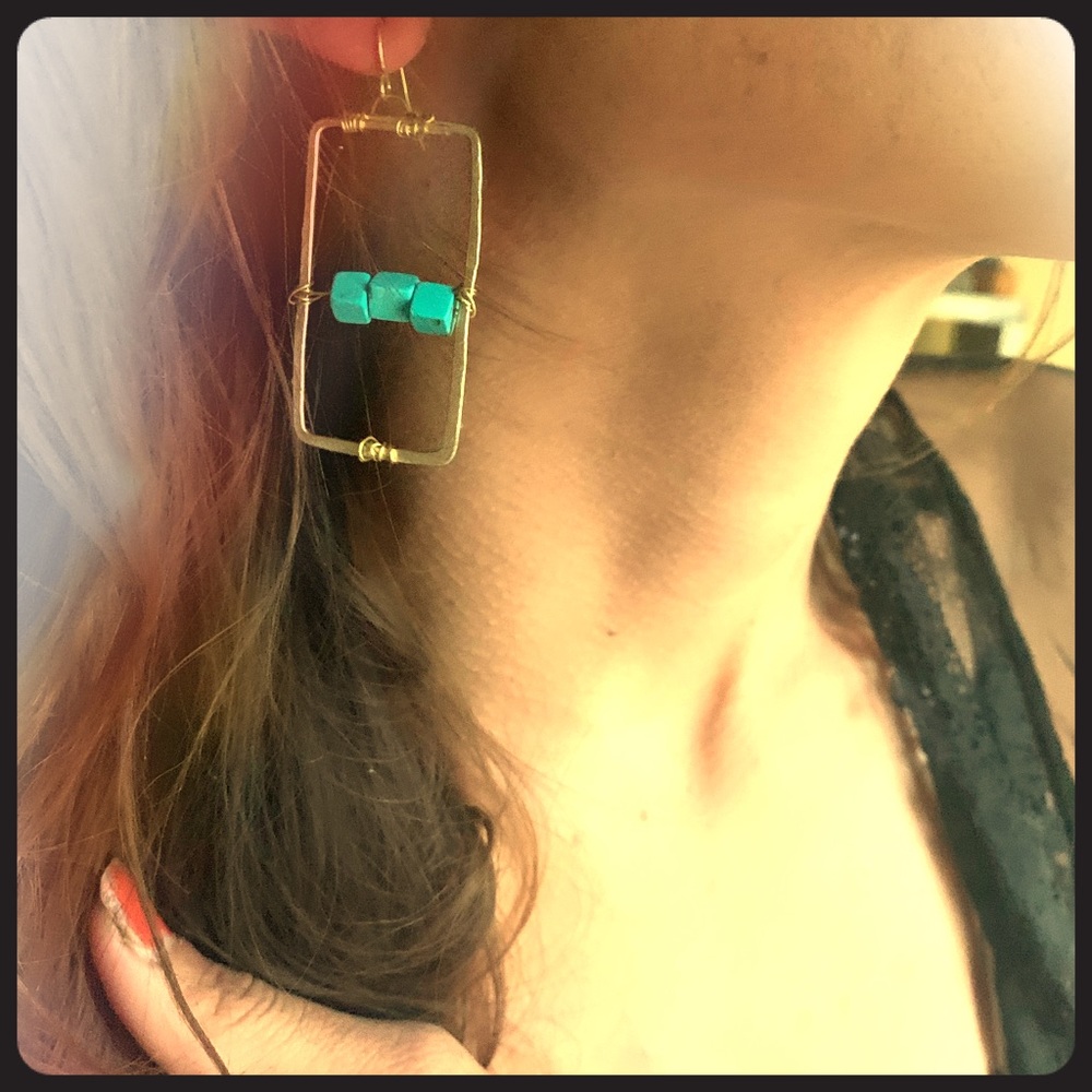 Geometric Handmade Turquoise Earrings